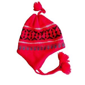 Vintage Meister Hat One Size Fair Isle Wool Knit Ear Flaps Ski Made Hong Kong